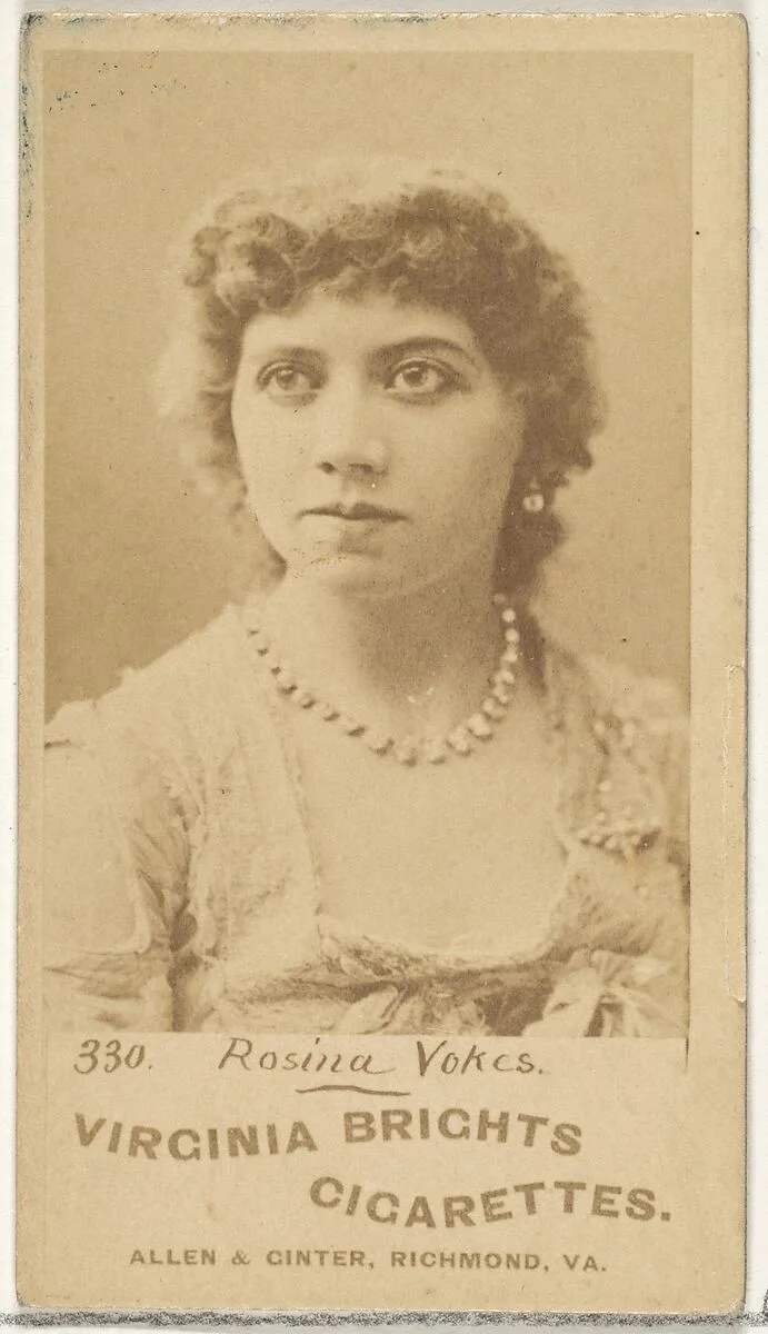 Card 330, Rosina Vokes, from the Actors and Actresses series (N45, Type 1) for Virginia Brights Cigarettes — Allen & Ginter