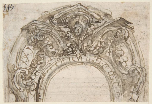 Design for the Top of an Arch, Decorated with a Cherub (recto); Design for the Frame of a Frieze (verso)