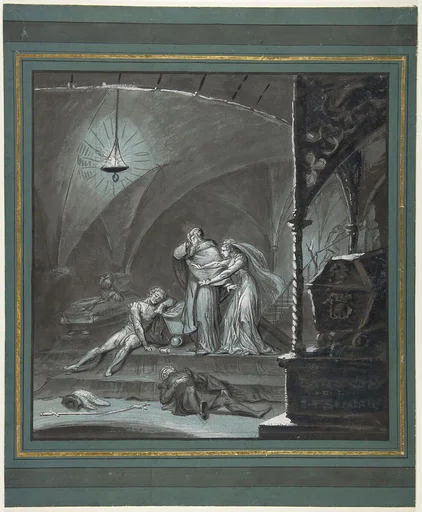 Friar Lawrence and Juliet Discover the Bodies of Romeo and Paris (Romeo and Juliet, Act 5, scene 3)