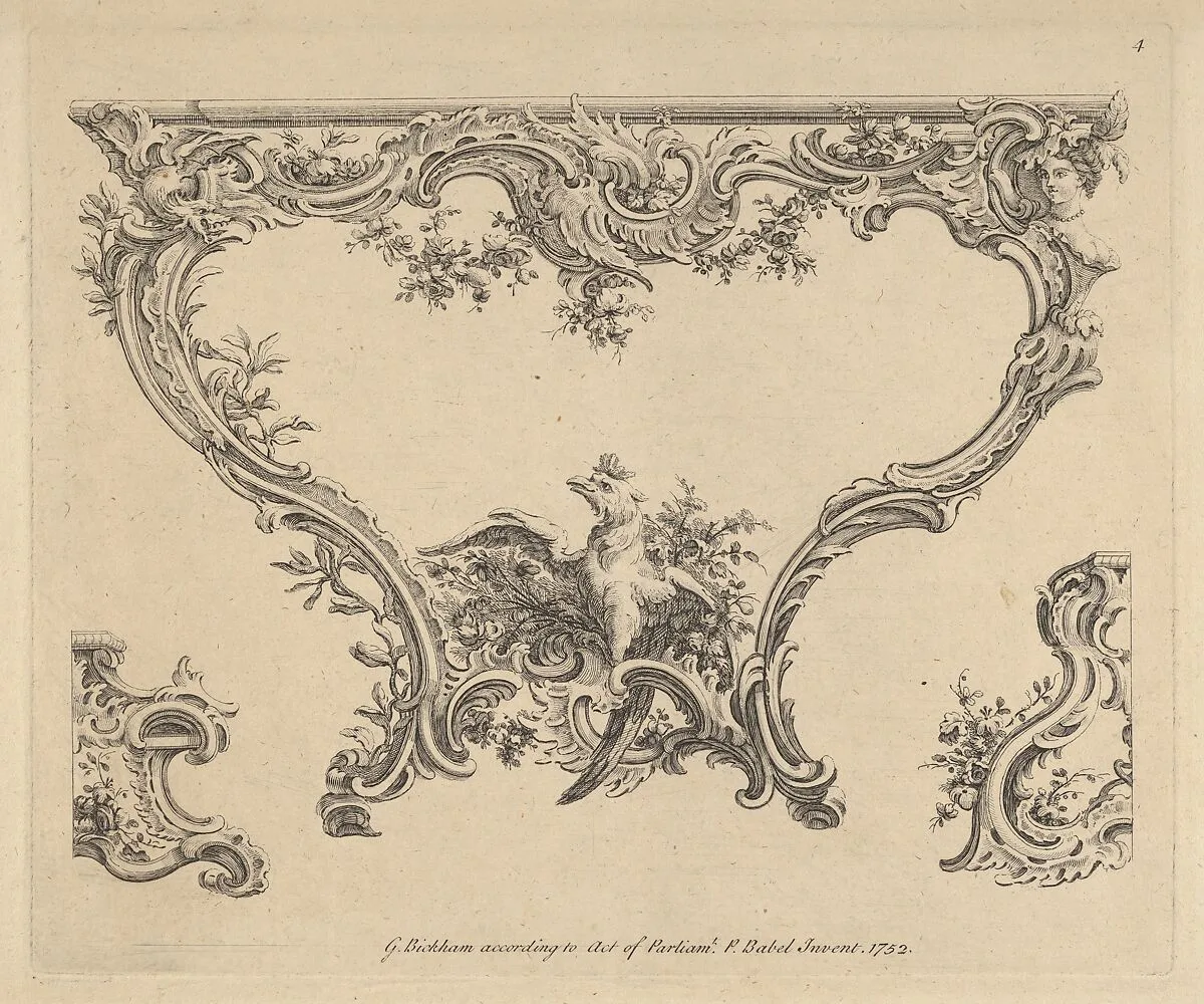 Design for a Console Table — Pierre Edmé Babel|George Bickham, Sr.