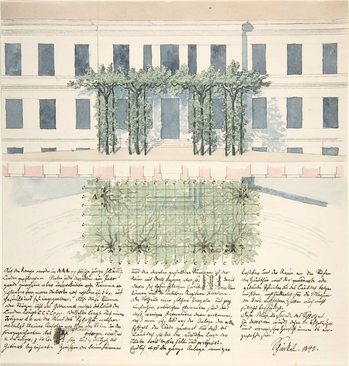 Elevation and Plan of the Façade of a Building — Karl Friedrich Schinkel