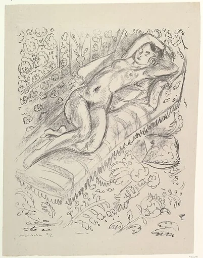 Nude on sofa with a North African background
