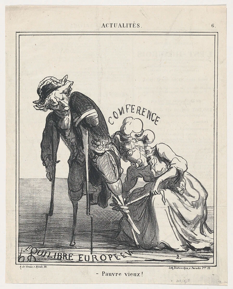 Poor old chap!, from 'News of the day,' published in Le Charivari, January 26, 1869 — Arnaud de Vresse|Destouches|Honoré Daumier