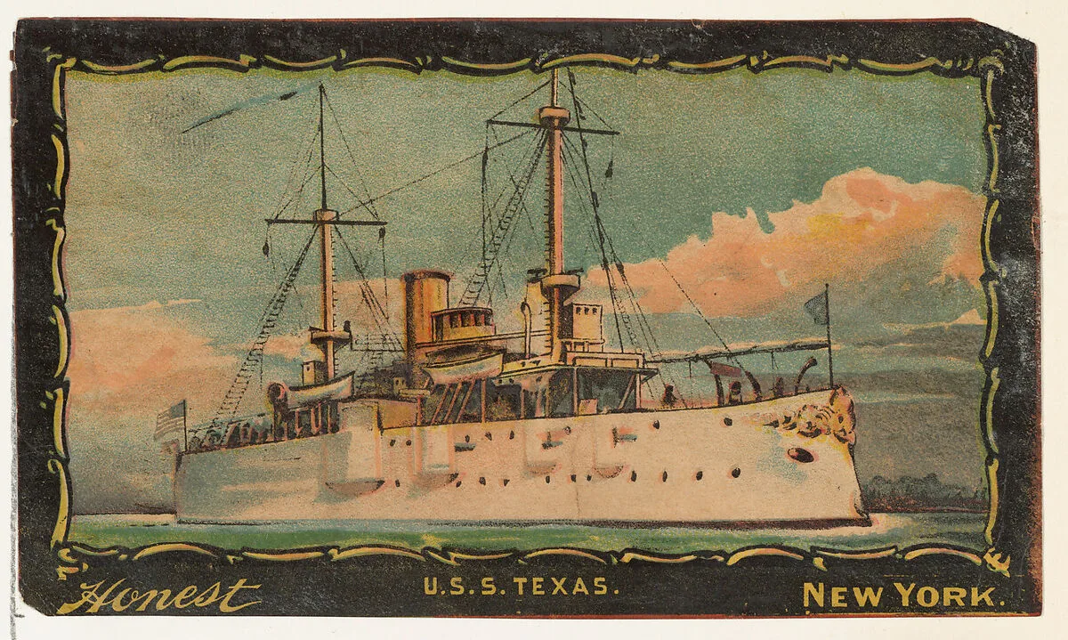 U.S.S. Texas, from the Transparencies series (N137) issued by W. Duke, Sons & Co. to promote Honest Long Cut Tobacco — W. Duke, Sons & Co.