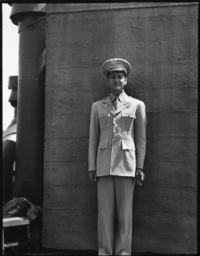 [Unidentified Man in Uniform on Roof of 441 East 92nd Street Apartment Building?, New York City]