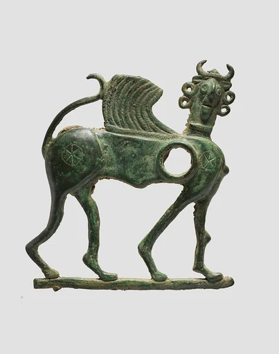 Horse bit cheekpiece in form of a winged, human-headed quadruped