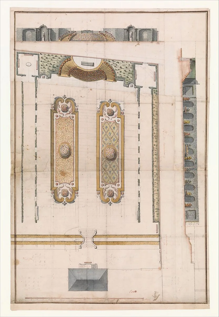 Design for the Garden of a Hotel on Rue des Amandiers, Paris — Anonymous, French, 18th century