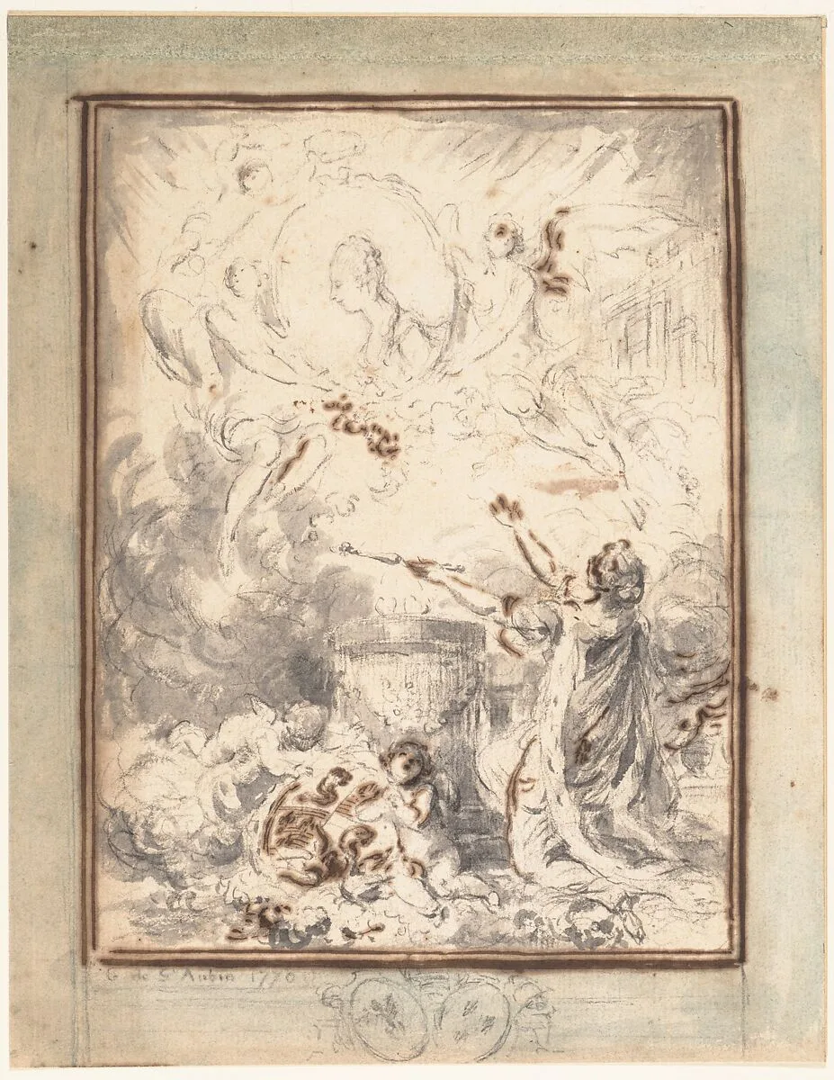 Allegory on the Marriage of the Dauphin and Marie-Antoinette in 1770 — Gabriel de Saint-Aubin
