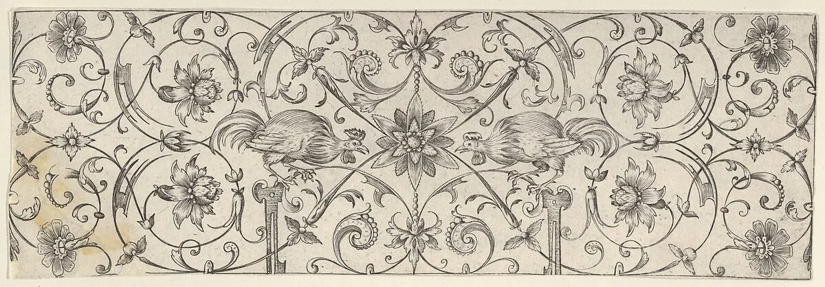 Friezes with Birds, Flowers and Meandering Wreaths and Scrolls (4) — Theodor Bang|Balthasar Caymox