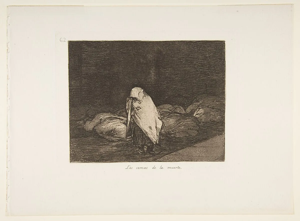 Plate 62 from "The Disasters of War" (Los Desastres de la Guerra): 'The beds of death' (Las camas de la muerte) — Goya (Francisco de Goya y Lucientes)