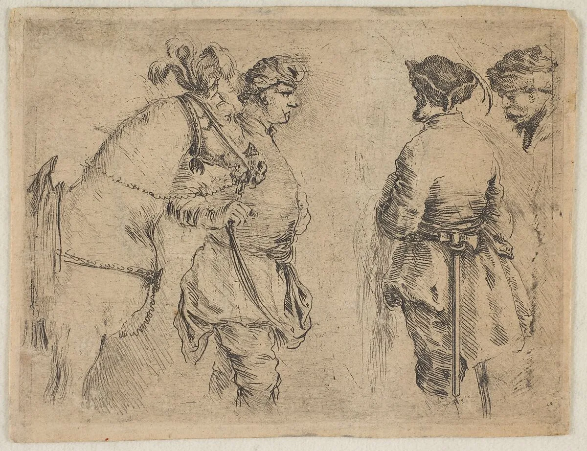 A Pole Holding a Horse by the Bridle — Stefano della Bella