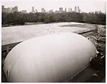 [Renovations at the Metropolitan Museum as seen from the root]