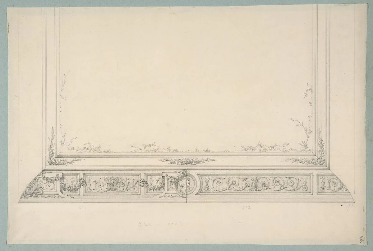 Partial design for a ceiling with alternative patterns for the borders — Jules-Edmond-Charles Lachaise|Eugène-Pierre Gourdet