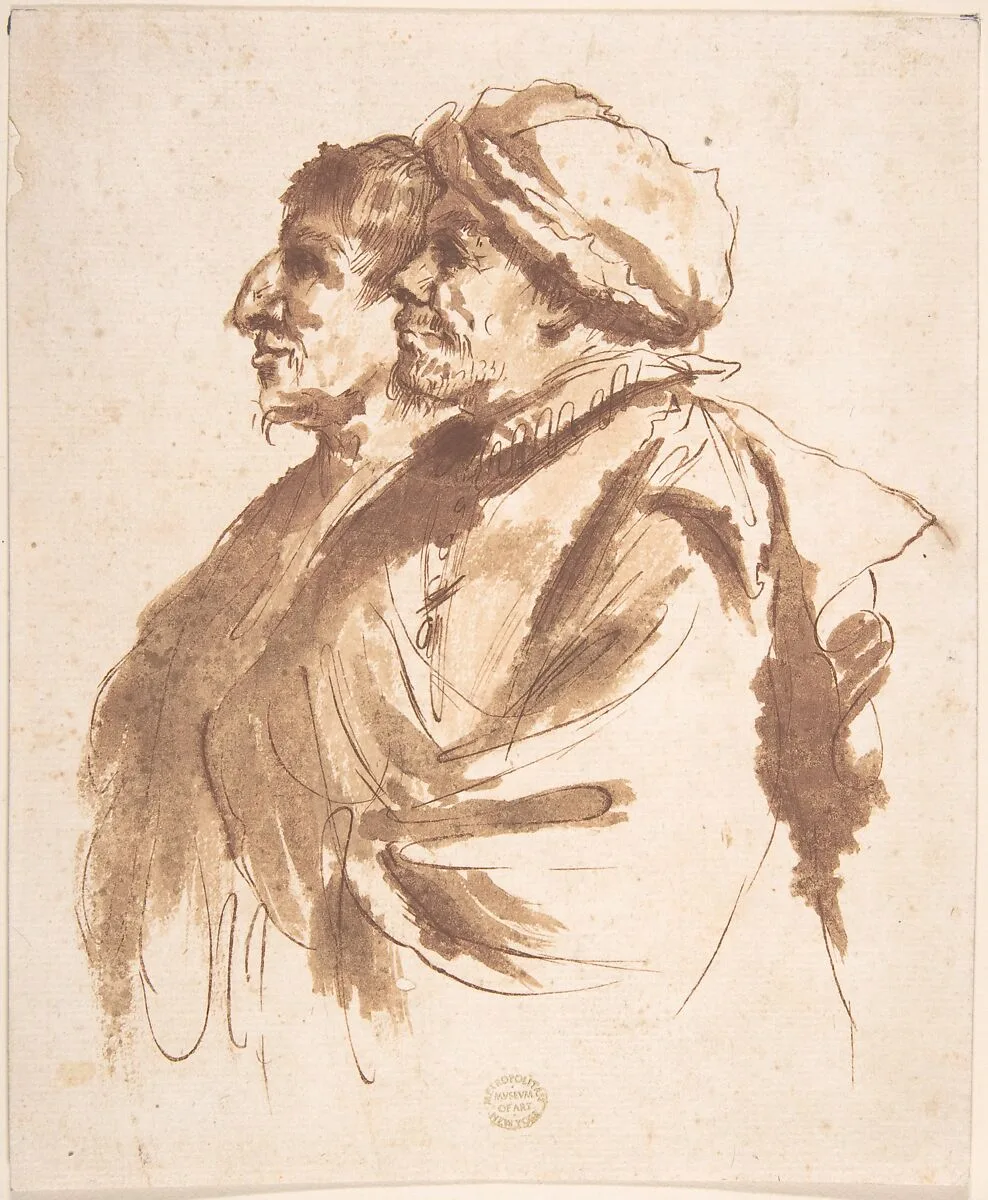Two Men, Depicted Half-Length, in Profile — Guercino (Giovanni Francesco Barbieri)