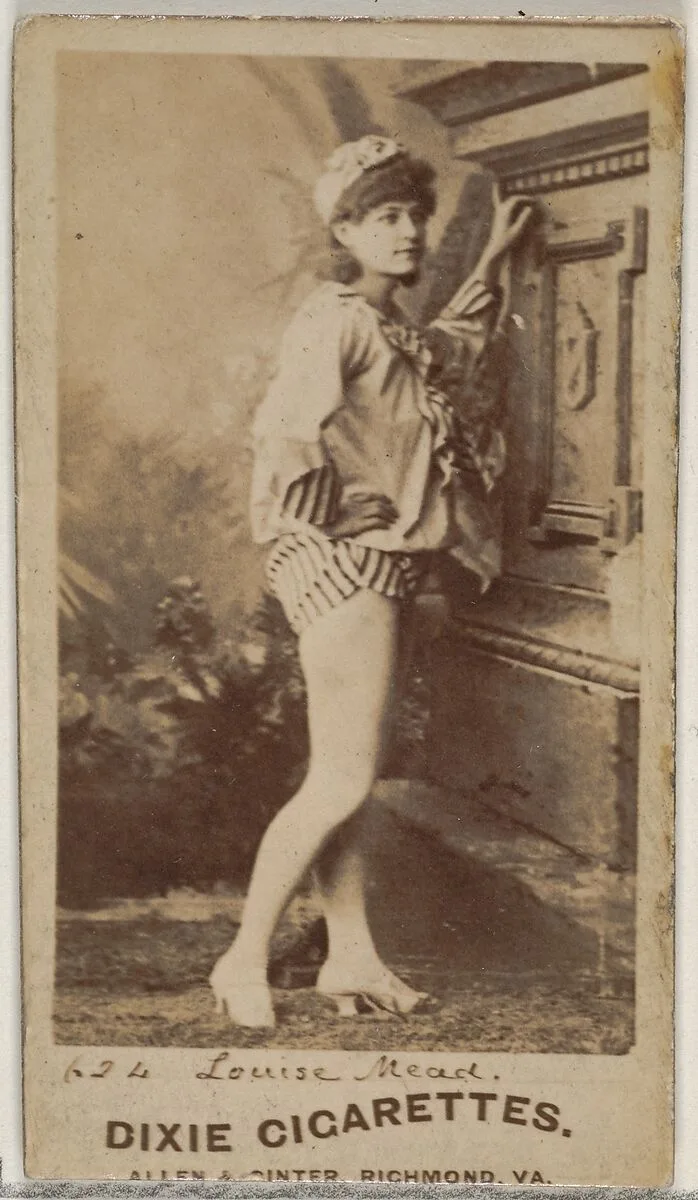 Card 624, Louise Mead, from the Actors and Actresses series (N45, Type 7) for Dixie Cigarettes — Allen & Ginter