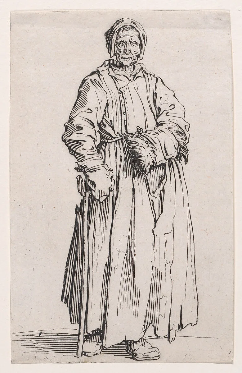 La Borgnesse (The Woman with One Eye), from Les Gueux suite appelée aussi Les Mendiants, Les Baroni, ou Les Barons (The Beggars, also called the Barons) — Jacques Callot