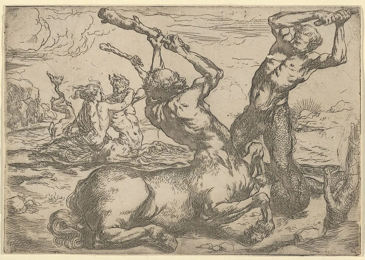 Battle Between a Centaur and a Triton with a Triton — Jusepe de Ribera (called Lo Spagnoletto)