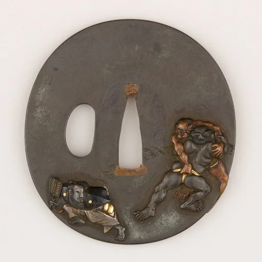 Sword guard (<i>Tsuba</i>) With Sumō Wrestling Motif (相撲図鐔)