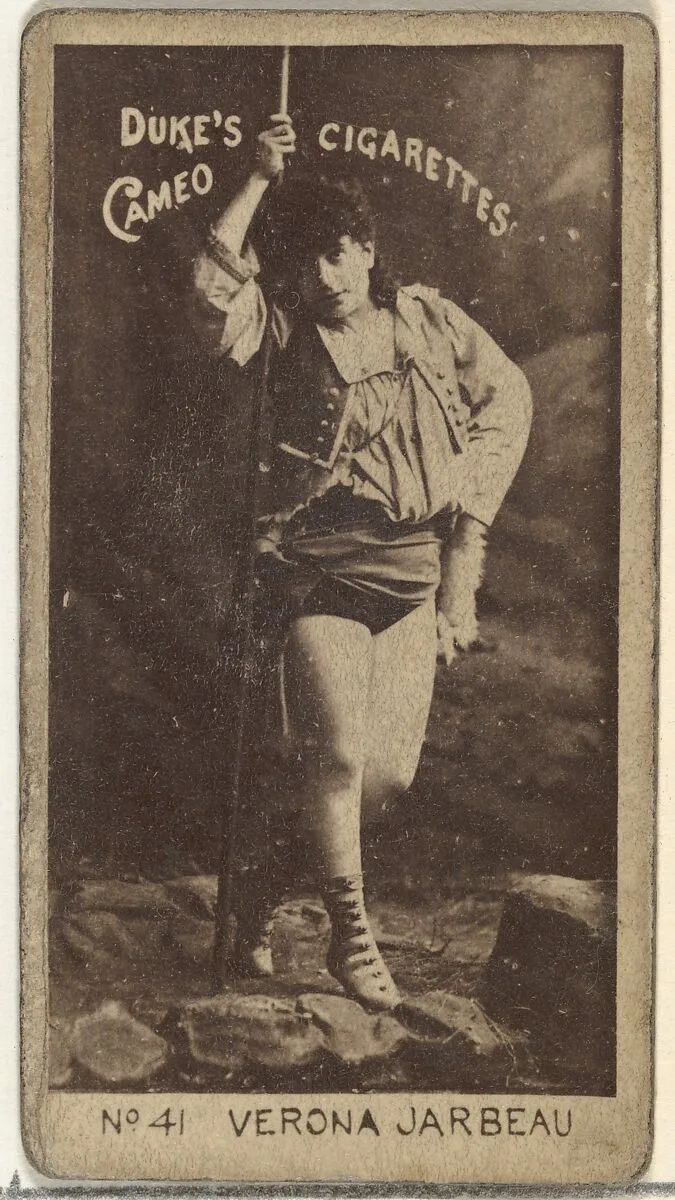 Card Number 41, Vernona Jarbeau, from the Actors and Actresses series (N145-4) issued by Duke Sons & Co. to promote Cameo Cigarettes — W. Duke, Sons & Co.