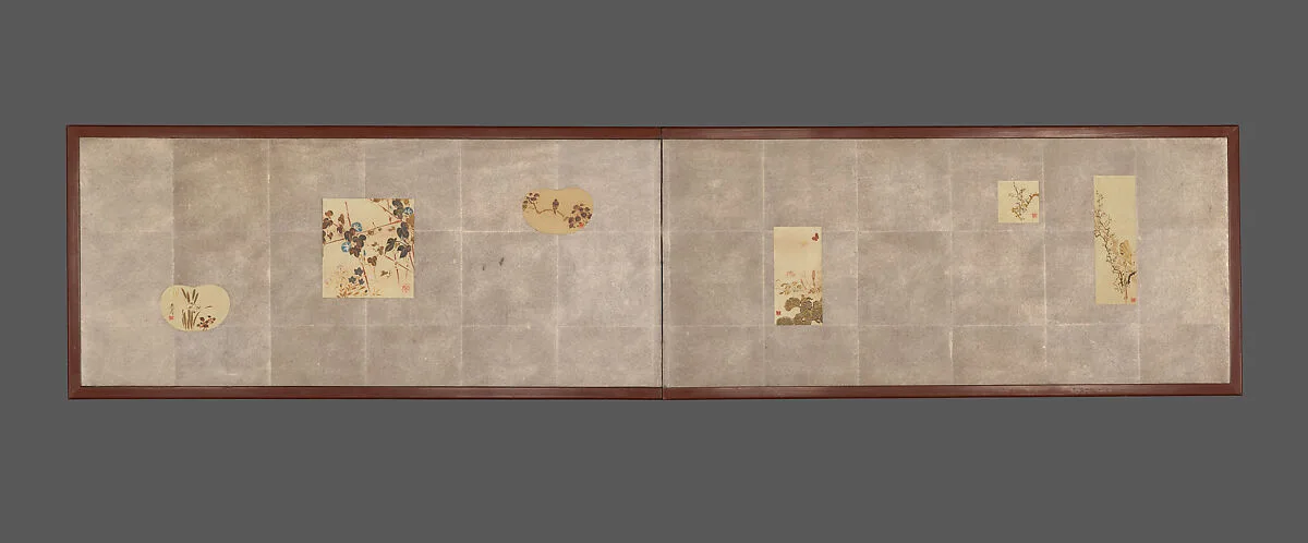 花鳥図風炉先屏風|Folding Screen for Tea Ceremony with Six Bird-and-Flower Paintings — Shibata Zeshin