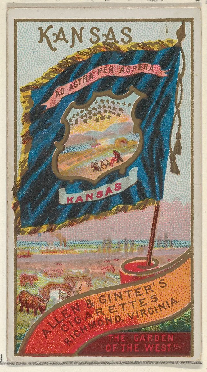 Kansas, from Flags of the States and Territories (N11) for Allen & Ginter Cigarettes Brands — Allen & Ginter