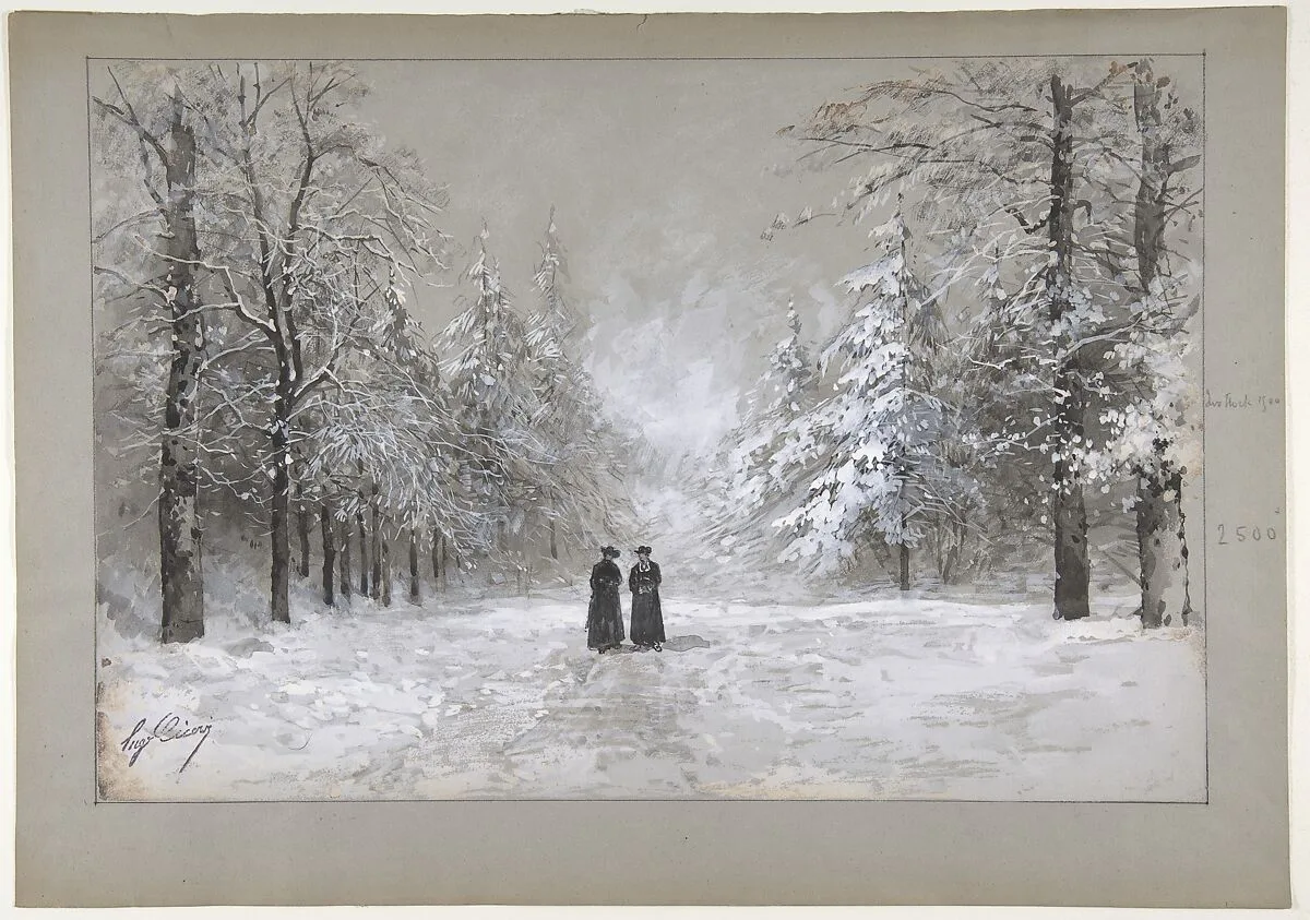 Winter Scene with Two Men — Eugène Cicéri