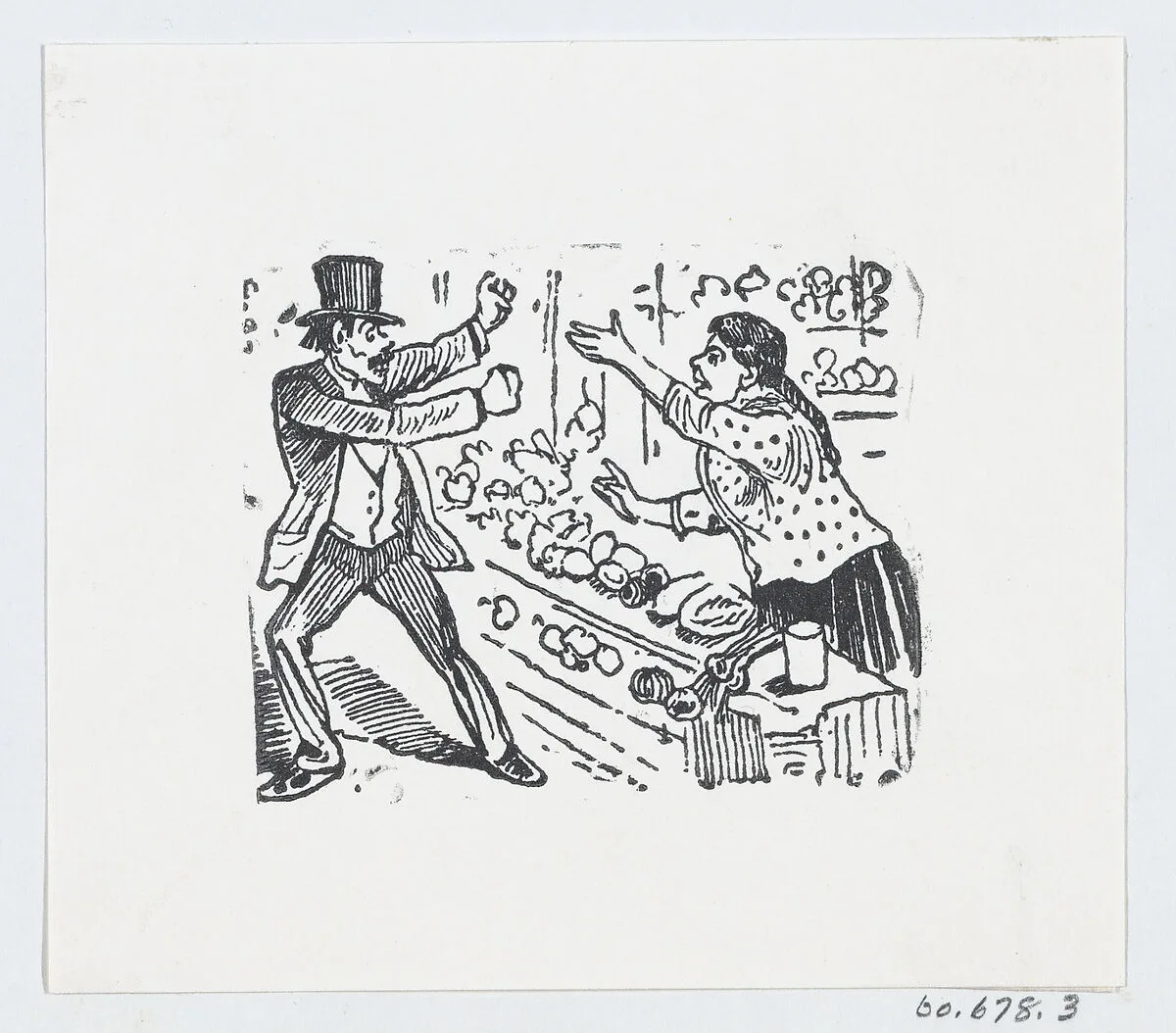 A woman yelling at a man with his arms raised — José Guadalupe Posada|José Sanchez