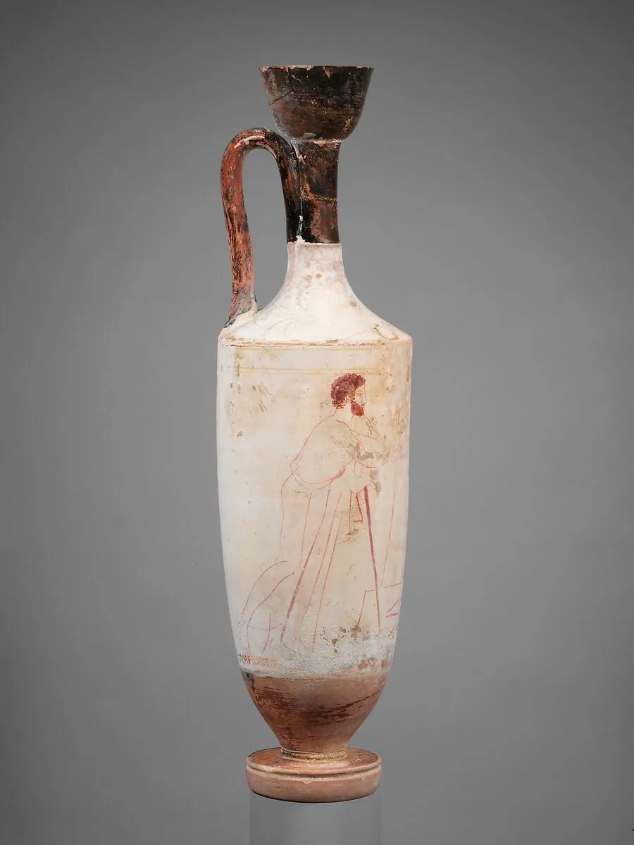 Terracotta lekythos (oil flask) — Triglyph Painter