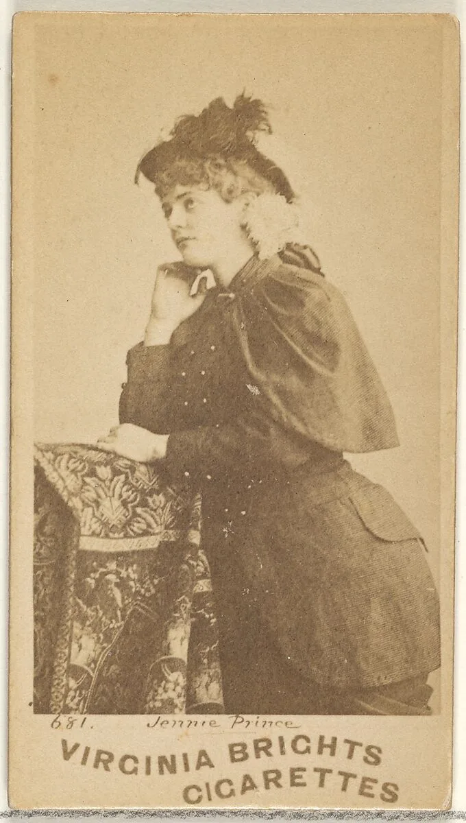 Card 681, Jennie Prince, from the Actors and Actresses series (N45, Type 1) for Virginia Brights Cigarettes — Allen & Ginter