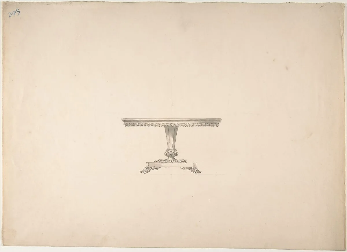 Design for a Round Pedestal Table — Anonymous, British, 19th century