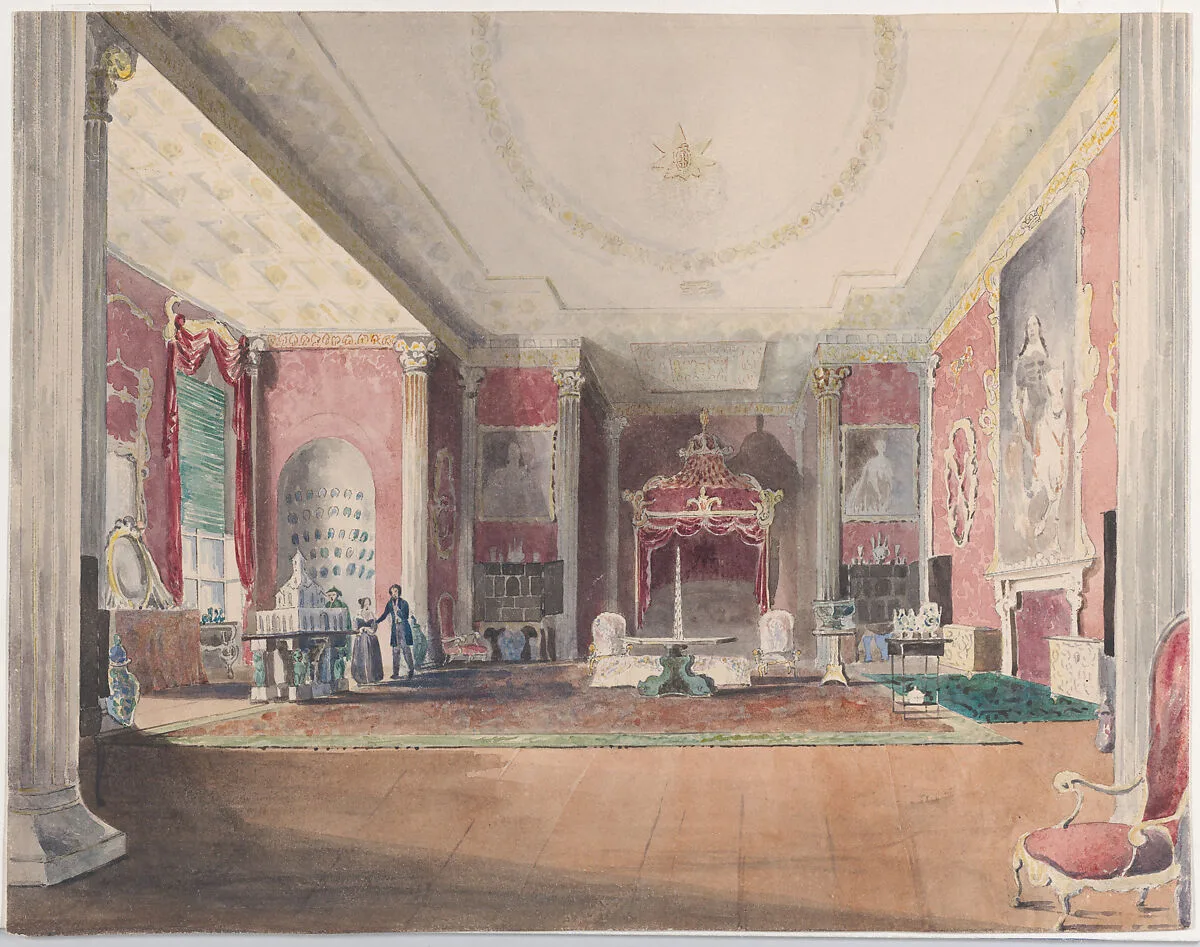 The State Bed Chamber, Stowe Buckinghamshire — Joseph Nash