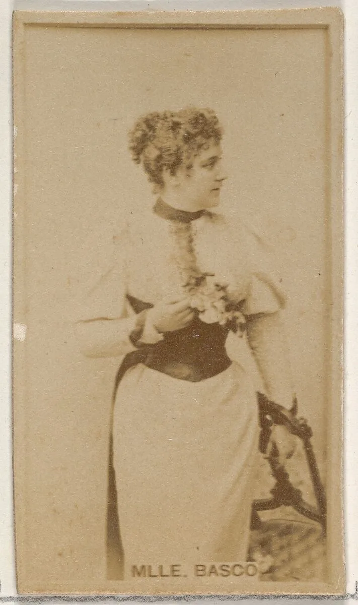 Mlle. Basco, from the Actors and Actresses series (N45, Type 8) for Virginia Brights Cigarettes — Allen & Ginter