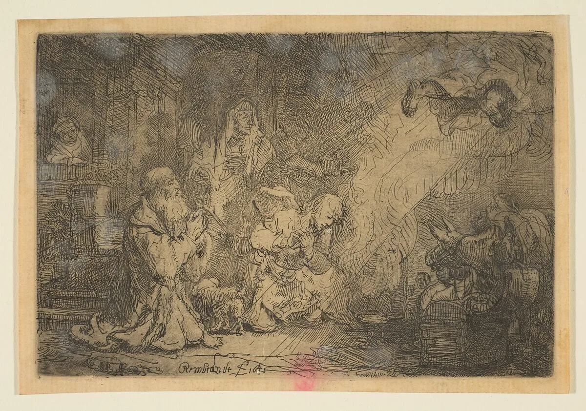 The Angel Departing from the Family of Tobias — Rembrandt (Rembrandt van Rijn)