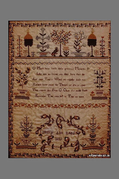 Embroidered sampler — Mary Ann Reed