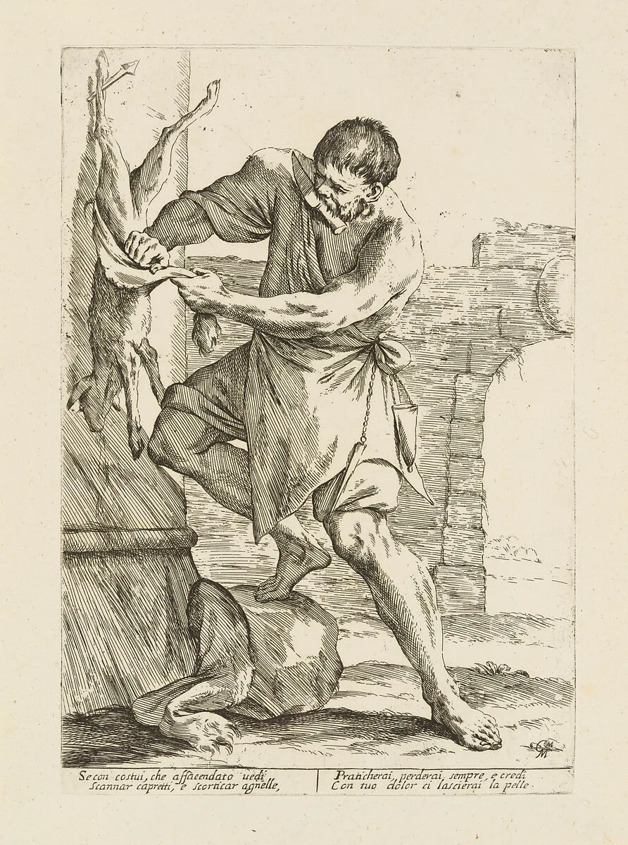 The Lamb Butcher, from Di Bologna l'Arti per via D'An.ibal' Ca.rac, plate 20 — Giuseppe Maria Mitelli|Annibale Carracci
