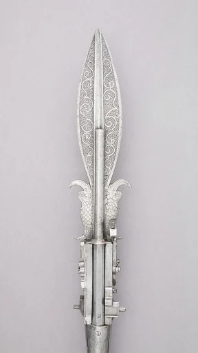 Boar Spear with Double Barrel Wheellock Pistol