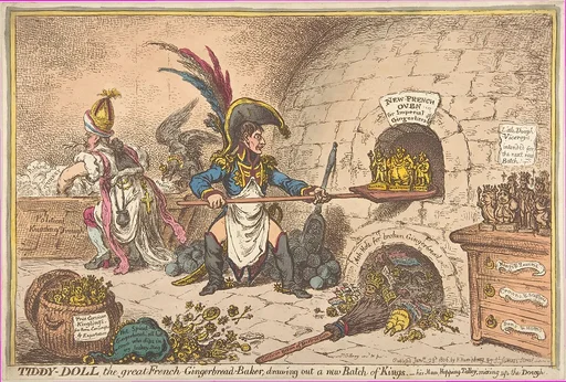 Tiddy-Doll, the Great French-Gingerbread-Baker; Drawing Out a New Batch of Kings, His Man Hopping Talley, Mixing Up the Dough