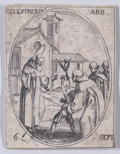 S. Eleuthère, abbé (St. Eleutherius, Abbot), September 6th, from "Les Images De Tous Les Saincts et Saintes de L'Année" (Images of All of the Saints and Religious Events of the Year)