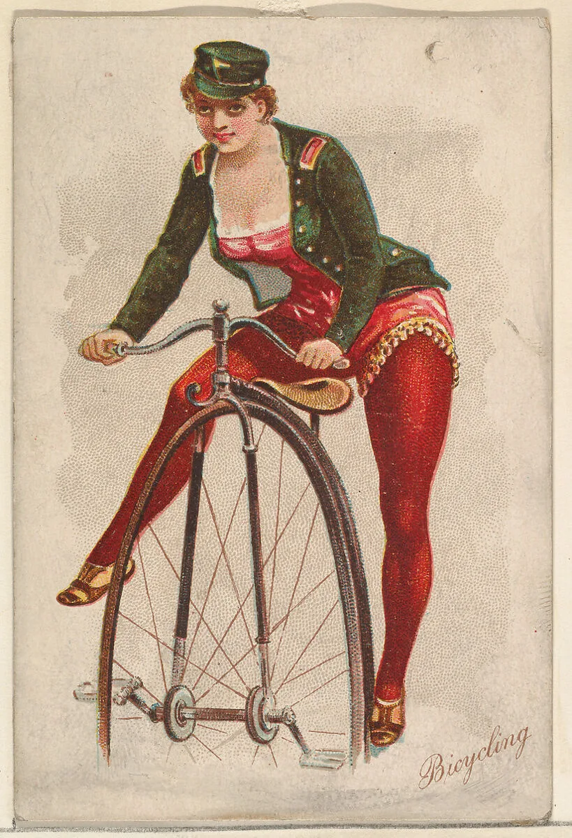 Bicycling, from the Pretty Athletes series (N196) issued by Wm. S. Kimball & Co. — William S. Kimball & Company|Julius Bien & Co.