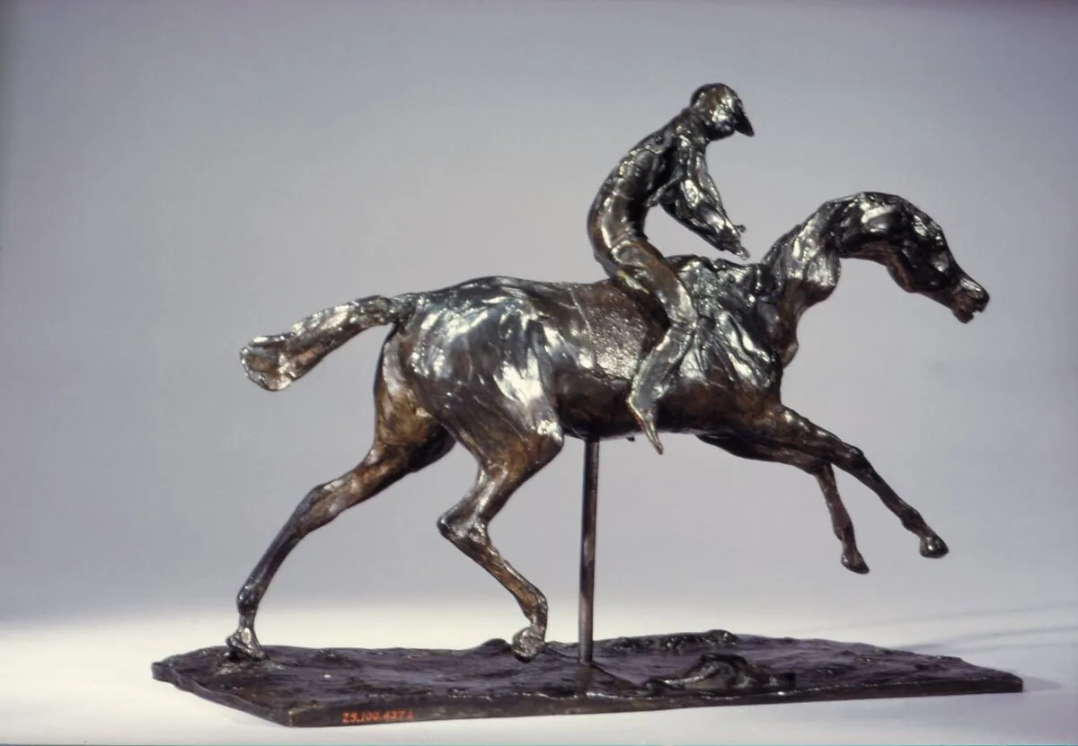 Horse with Jockey; Horse Galloping on the Right Foot, the Back Left Foot Only Touching the Ground — Edgar Degas