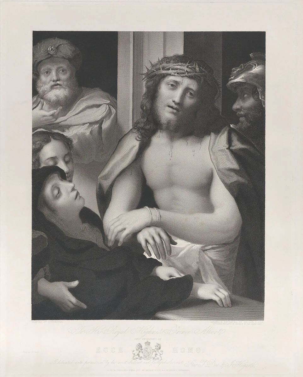 Ecce Homo, with Pontius Pilate behind him at left, the Virgin fainting at lower left, and a soldier at right — George T. Doo|Correggio (Antonio Allegri)|Joseph Hogarth