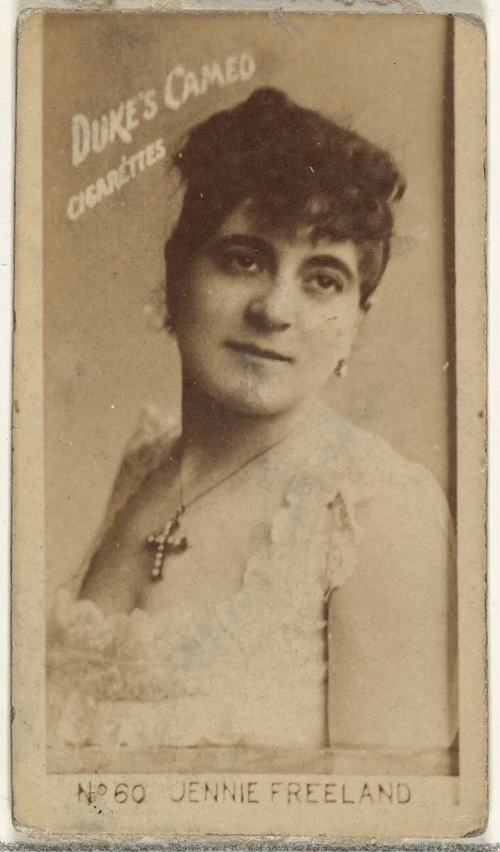 Card Number 60, Jennie Freeland, from the Actors and Actresses series (N145-4) issued by Duke Sons & Co. to promote Cameo Cigarettes — W. Duke, Sons & Co.