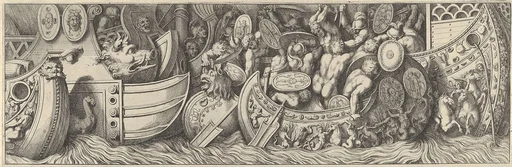 Plate 7: a battle taking place between men in boats