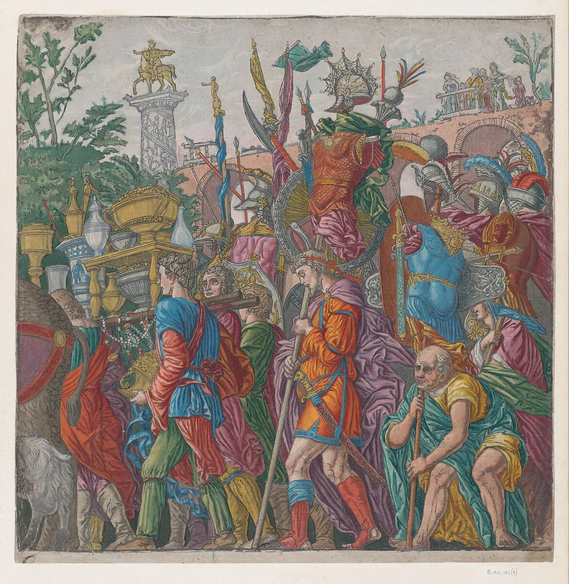 Sheet 6: Men Carrying Trophies, from "The Triumph of Julius Caesar" — Andrea Andreani|Andrea Mantegna|Bernardo Malpizzi