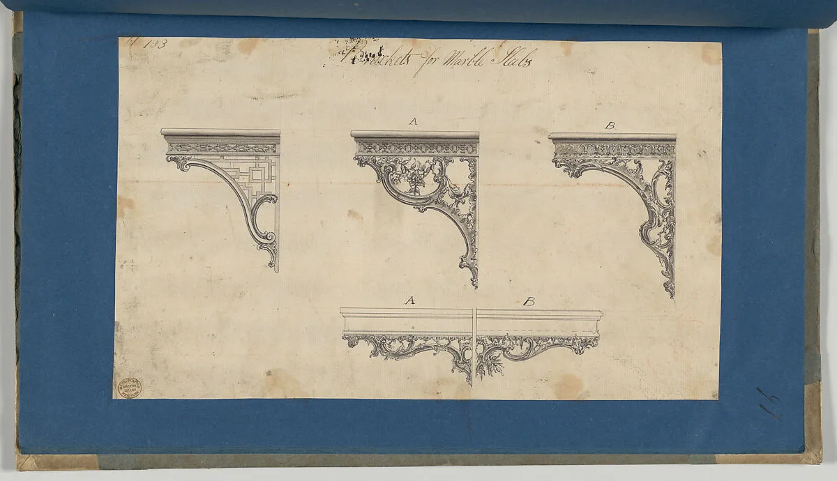 Brackets for Marble Slabs, in Chippendale Drawings, Vol. I — Thomas Chippendale