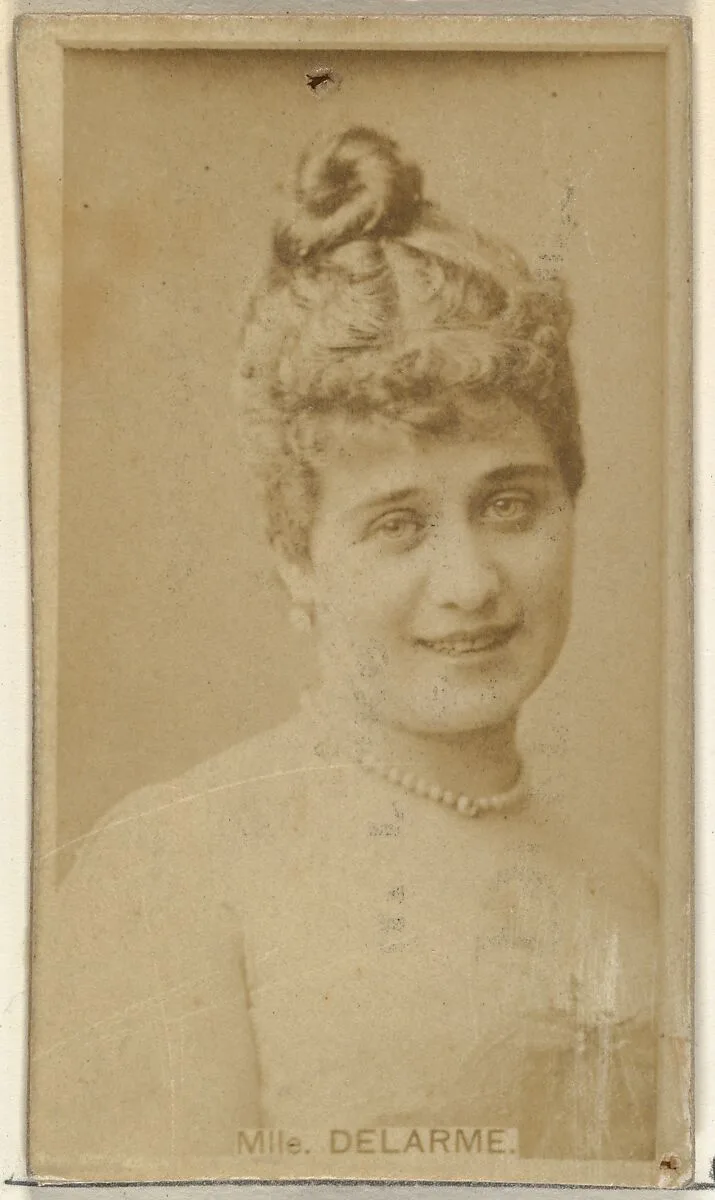 Mlle. Delarme, from the Actors and Actresses series (N145-8) issued by Duke Sons & Co. to promote Duke Cigarettes — American Tobacco Company|W. Duke, Sons & Co.