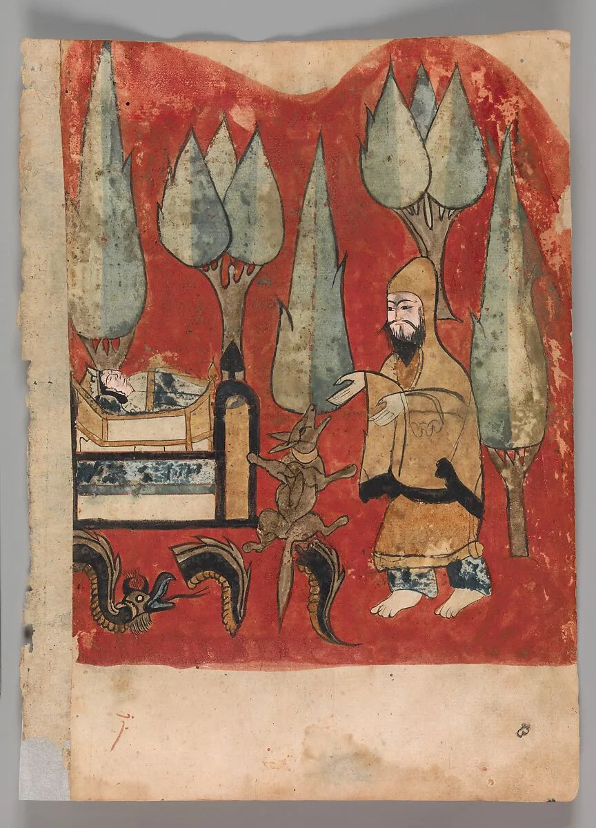 "The Ascetic Finds his Son Alive in his Crib", Folio from a Kalila wa Dimna — Unknown