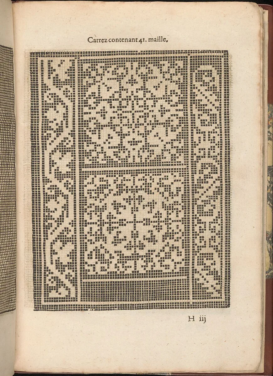 Les Secondes Oeuvres, et Subtiles Inventions De Lingerie du Seigneur Federic de Vinciolo Venitien, page 31 (recto) — Federico de Vinciolo|Jean Le Clerc|Catherine de Bourbon