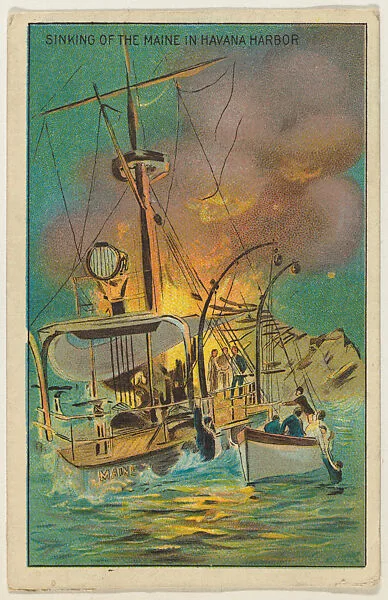 Sinking of the Maine in Havana Harbor, from the "Historical Events" series (T70), issued with Hoffman House Magnums Cigars, Flexo Giants Little Cigars, Buffo Little Cigars, and Just Suits Cut Plug — Unknown