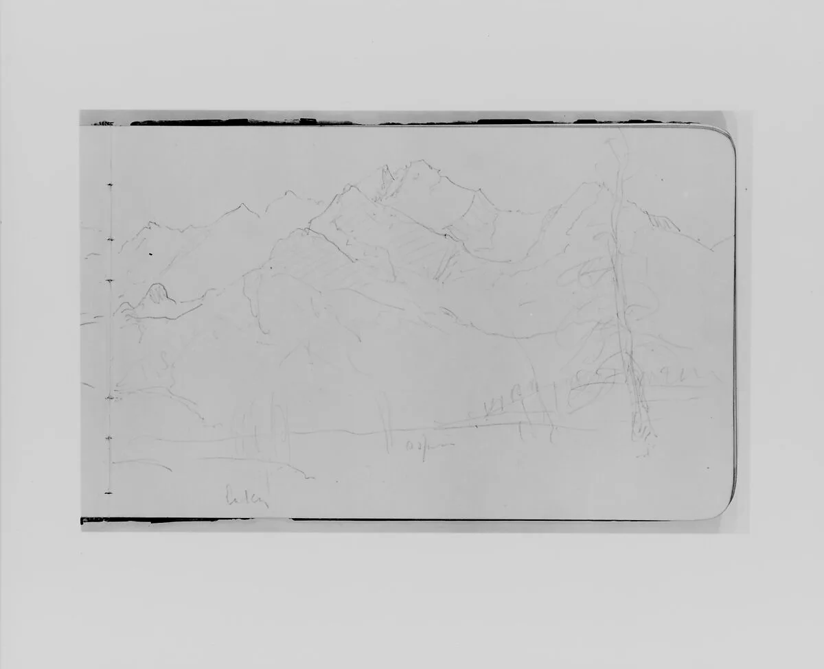 Mountain Landscape Near Canmore (from Sketchbook) — Albert Bierstadt